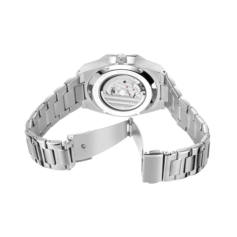 Silver Automatic 3D Hollow Men's Watch