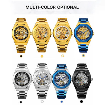 Silver Automatic 3D Hollow Men's Watch